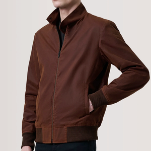 Blouson Bomber Unisexe Professionnel Marron Tabac, Coupe-Vent Premium à Col Montant, Style Minimaliste Élégant, Haut de Gamme, Décontracté, Streetwear, Fourrure - Product Image 3