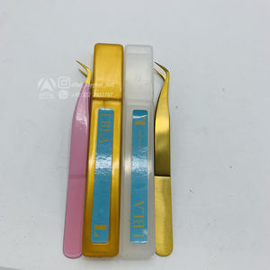 คีมหนีบขนตาสแตนเลสปลายแหลมสีทองพร้อมแหนบปลายขนตาสีชมพูแบบทนทาน - Product Image 5