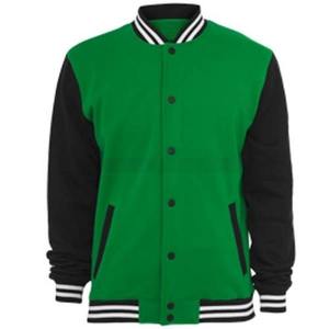 Veste universitaire en coton vert trèfle pour hommes Custom Letterman Bomber Enduit de mode Vêtements de sport OEM ODM Fabricant - Product Image 1