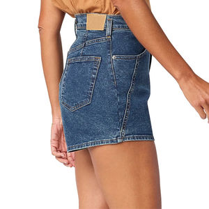 Short en jean bleu pour femme 100% coton Style décontracté, short de style droit écologique pour femme - Product Image 6