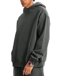 Sweat-shirt à capuche unisexe en coton mélangé d'hiver personnalisé, col rond, uni, surdimensionné, grande taille, décontracté, pour homme - Product Image 3