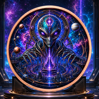 Pièce de monnaie en cuivre pur 99,9 % de 5 AVDP oz, à relief élevé, thème science-fiction spatiale Alien City Devourer, imprimée UV colorée, pièce de monnaie en cuivre de collection