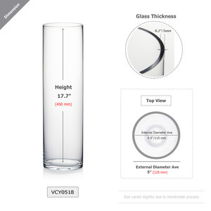 VCY0518 - Cylinder Glass <b>Vase</b> - 5 x 18 - Product Image 6