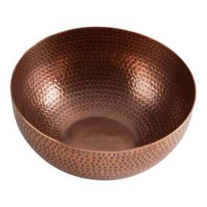 Vaisselle en cuivre martelé rustique - Bol à punch en cuivre poli et noir mat bicolore - Décoration métallique de style industriel - Product Image 3