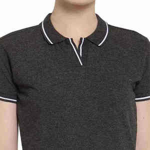 Polo personnalisé en coton à manches courtes pour femme, coupe ajustée, avec bordure contrastante, décontracté, respirant, idéal pour le golf et le tennis - Product Image 5