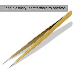 Pinzas para Extensión de Pestañas Rectas de Acero Inoxidable de Precisión y Perfección Gray Rocks GE-1803-72, Punta Puntiaguda, Acabado con Recubrimiento de Color - Product Image 3