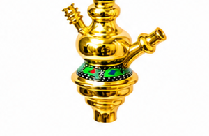 Cachimba Ovalada de Latón Árabe de Lujo, Chapada en Oro con Decoración de Mosaico de Madreperla - Product Image 4