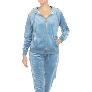 Conjunto de chándal con capucha de terciopelo ajustado para mujer con cremallera 2025, ropa informal de invierno de talla grande personalizada, nuevo diseño transpirable - Product Image 1