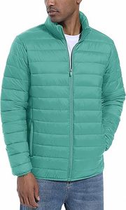 Veste matelassée à bulles pour hommes, matelassée, surdimensionnée, avec col montant en laine, veste d'hiver zippée - Product Image 2