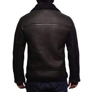 Veste en cuir volant en peau de mouton véritable pour hommes, manteau pour hommes, nouveau style d'hiver, col en fourrure, couleur unie, meilleure qualité, nouveau - Product Image 3