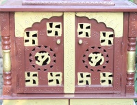Mur en bois montable décor à la maison spirituel hindou Pooja Temple 2 tiroirs Mandir autels religieux fabriqués à la main écologique Diwali