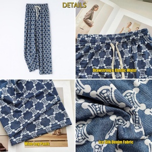 Nouveaux hommes mi cordon Slim Fit doux poids moyen enduit Denim pantalon été jambe large Flare pantalon en détresse décontracté pantalons longs - Product Image 4