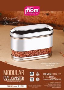Anax – Contenant de stockage alimentaire en acier inoxydable, cylindre hermétique, résistant à l'humidité, pour la conservation de la fraîcheur en cuisine, avec couvercles, 1500 M - Product Image 1