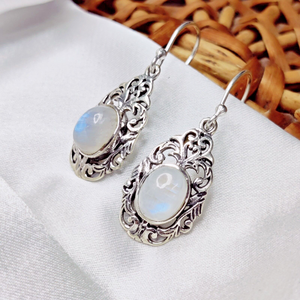 มูนสโตน อัญมณี 925 ต่างหูเงินสเตอร์ลิง ของขวัญสําหรับงานหมั้น - Product Image 1