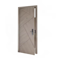 Porte battante intérieure en MDF à rainures géométriques modernes, surface en bois pour chambre à coucher, idéale pour projets hôteliers, villas et appartements