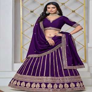 Hermosa ropa ocasional estilo moderno pesado y hermoso arte seda Lehenga Choli & Dupatta con bordado Trabajo Mujer moda - Product Image 1