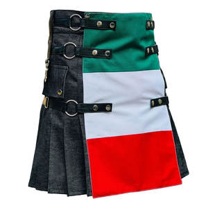 Kilt écossais en denim pour homme, drapeau italien, kilt en denim des Highlands avec sangles en cuir, tailles 28 à 62 - Product Image 1