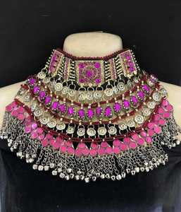 2025 Antique Afghani bijoux pour femmes à la main Afghan Kuchi Style traditionnel Vintage boucles d'oreilles collier ensembles de bijoux pour les femmes - Product Image 4