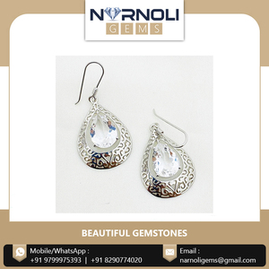 ต่างหู925สีเงินสเตอร์ลิงประดับด้วยควอตซ์สีขาว - Product Image 6