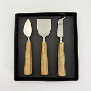 Juego de Queso Plateado con Mango de Madera, Cuchara, Tenedor, Rebanador y Espátula de Acero Inoxidable Moderno, Cubiertos de R B Overseas - Product Image 6