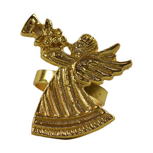 Anillo de Servilleta Musical con Diseño de Ángel Dorado, Anillo de Servilleta de Hada, Porta Servilletas, Ideal para Bodas, Fiestas, Restaurantes, Decoración de Mesa - Product Image 1