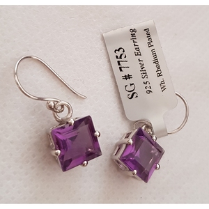 Shah Gems Women's Natural Amethyst Crystal <b>Earrings</b> 925 Sterling <b>Silver</b> - Product Image 1