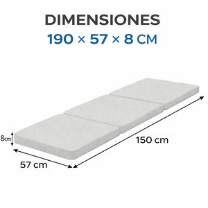 Chaise longue durable 190x60 cm avec housse amovible à fermeture éclair et sangles, rembourrage en mousse, matériau en polyester - Product Image 3