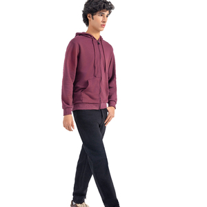 Top des tendances Sweats à capuche en molleton de couleur unie de haute qualité pour hommes avec fermeture éclair Winter Essentials en vente - Product Image 4