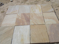 Dalles de pierre naturelle calibrée 22 mm, design français, surface fendue, en grès indien couleur camel, pour décoration extérieure, économiques