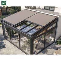 Auvent de toit en verre motorisé intelligent, construction en aluminium, tissu acrylique de haute qualité pour montage en surface ou en suspension.