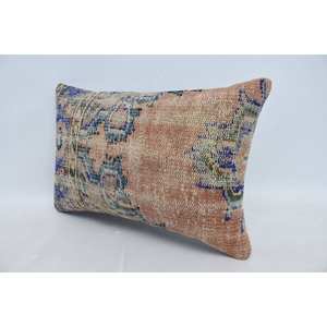 Kantha en laine à motif vintage bohème multicolore 16x24 pouces Coussin décoratif tissé Patchwork Design - Product Image 4