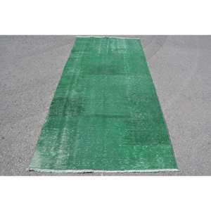 พรมตุรกีโบราณแบบทันสมัยขนาดใหญ่3.9 x 8.2ft สีเขียวปะต่อวัสดุขนสัตว์ยางสำหรับห้องโถงสี่เหลี่ยมผืนผ้าห้อง3900ชุด - Product Image 1