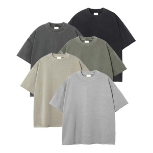 Camiseta tejida de algodón 100% informal para hombre, cuello redondo de 280gsm, manga corta, hombros caídos con gráfico en blanco, diseño cuadrado de gran tamaño sólido rápido - Product Image 1