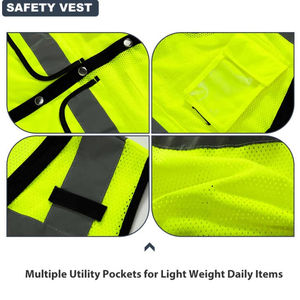 Gilet de sécurité unisexe de qualité supérieure avec fermeture éclair et poches utilitaires, vêtement d'extérieur respirant en coton et laine pour les chantiers de construction - Product Image 4