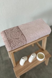 Serviette de bain Jacquard en bambou blanc 70*140cm 70% mélange de bambou 30% coton doux et absorbant Sevim Eco Design bord décoratif 470GSM - Product Image 3