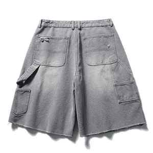 Shorts en jean en toile unie pour hommes, coupe ample, sportifs, respirants, à séchage rapide, imperméables, avec cordon de serrage – Les plus vendus - Product Image 2