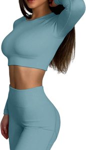 <b>Women</b> Yoga Set Quickly Dry Soild Color <b>Womens</b> Activewear Workout Clothing Sexy Yoga Fitness Wear - Product Image 4