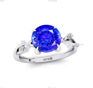 Anillos de lujo hechos a mano con diseño delicado de diamantes reales y tanzanita, diseño de lujo, joyería fina, anillos de oro macizo de alta calidad - Product Image 4