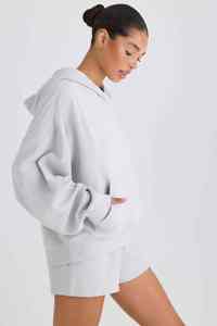 Sweat à capuche exclusif pour femmes surdimensionné 100% coton léger Quickdry Custom Made Logo Printing Streetwear Pullover Hoodie - Product Image 2