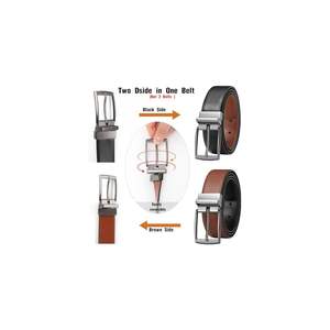 Reversible Leather <b>Belt</b> for Men - Dual Sided Dress and Casual <b>Belt</b>, Trim to Fit, 2 Styles in One <b>Belt</b> (Suit for <b>waist</b> - Product Image 6