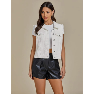 Premium Quality New Design Fashion Sleeveless Jacket Unisex Men <b>Women</b> Denim Cowboy <b>Vest</b> Ladies Hooded Denim <b>Vest</b> - Product Image 3