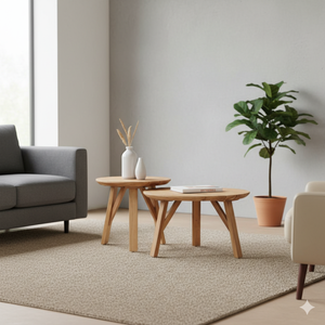 Modern Style Round Shape <b>Adjustable</b> Side <b>Table</b> Solid Teak Wood Natural Finish for Home Hotel Living Room Furniture - Product Image 4