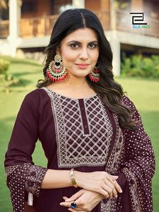 Summer Wear Long Size Anarkali Kurti Avec Pantalon Et Dupatta Pour Femmes Acheter Au Meilleur Prix - Product Image 5