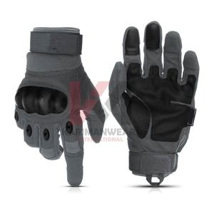 Gants tactiques noirs taille moyenne en cuir suédé avec protection des jointures rigides, durables, sans doigts, pour hommes, paintball, moto - Product Image 1