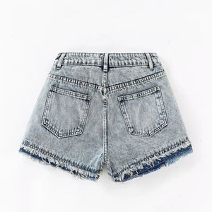 2025 nuevos pantalones cortos de mezclilla de mujer grises de algodón 100% de tiro bajo de alta calidad personalizados estilo informal, pantalones cortos de estilo angustia para mujer - Product Image 2