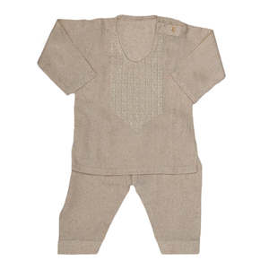 ชุดเสื้อผ้าเด็กผู้ชายแรกเกิดปักลาย - สีน้ำตาลอ่อน - Product Image 4