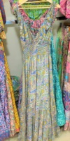 Robe longue décontractée en soie tissée, col en V, taille haute, style bohème naturel, anti-plis, lavable, écologique, personnalisée par le fabricant pour femme
