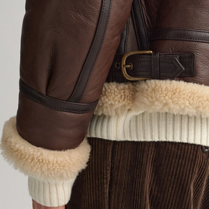 Abrigo de Cuero de Oveja de Alta Calidad para Hombre, Chaqueta de Cuero Genuino de Piel de Oveja, Chaqueta Bomber B3, Abrigo Largo de Moda Vintage - Product Image 6