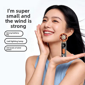 พัดลมมือถือขนาดเล็กแบบพกพาโปร่งใส ปรับความเร็วได้ 100 ระดับ จอแสดงผลดิจิตอล พัดลมระบายความร้อนด้วยลม สำหรับการเดินทางภายนอกอาคารทุกวัน - Product Image 4