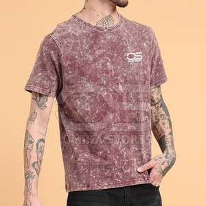 Moda Fit 100% algodón hombres ácido lavado Camiseta cómoda calle Top duradero hombres ácido lavado camiseta - Product Image 3